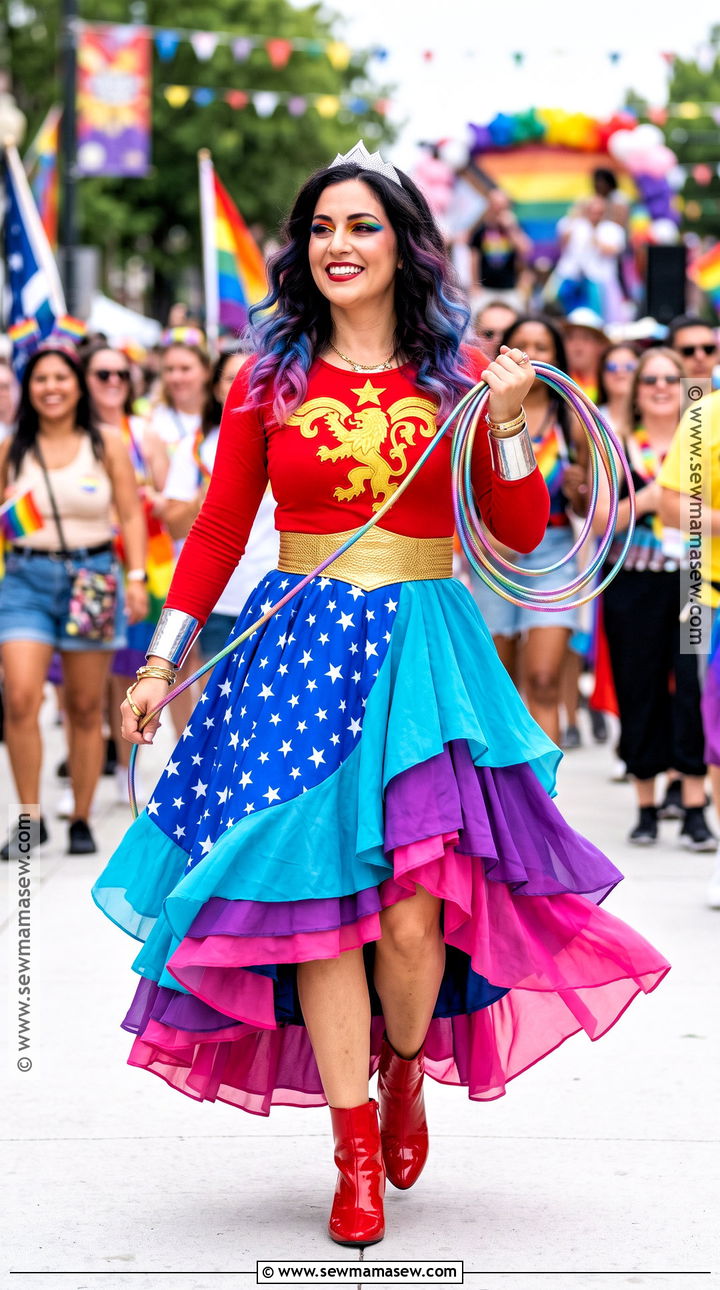Rainbow Wonder Woman Costume With Colorful Skirt - 50 wonder woman costume ideas