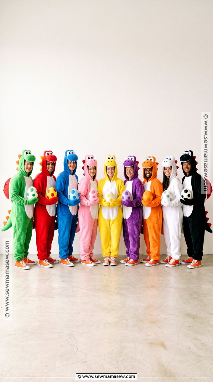 Rainbow Yoshi Group Costume - 35 yoshi costume ideas