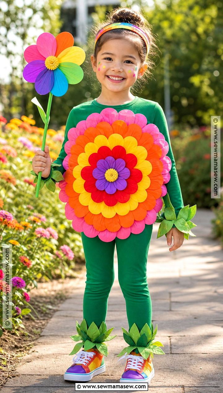 Rainbow Zinnia Flower Costume For Kids - 30 flower costume ideas for kids