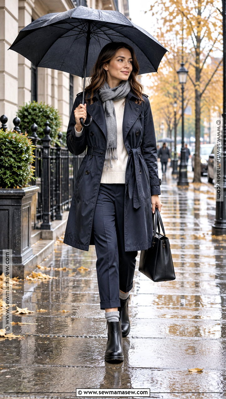 Raincoat And Ankle Boots Autumn Outfit - 30 autumn outfits aesthetic