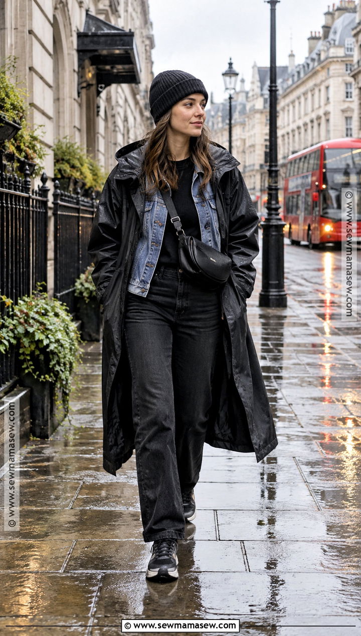 Raincoat And Black Jeans London Outfit - 20 London In October Outfits for Women