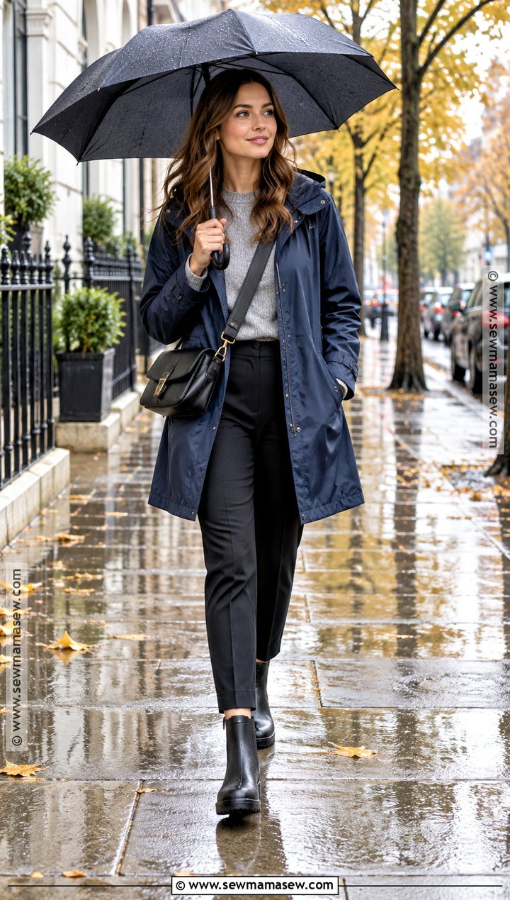 Raincoat And Cropped Pants Fall Weather Outfit - 25 fall weather outfits