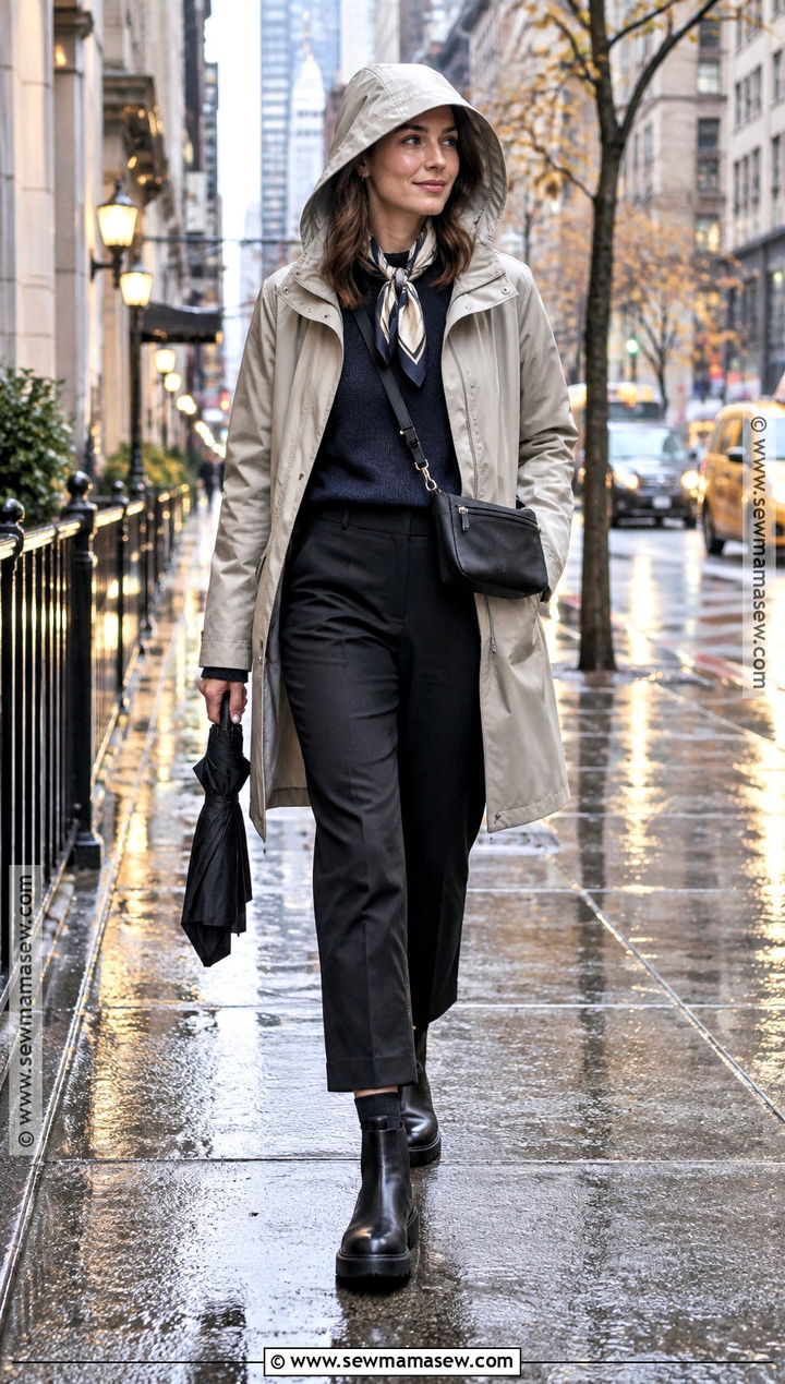 Raincoat And Cropped Trousers NYC Outfit - 20 november nyc outfits
