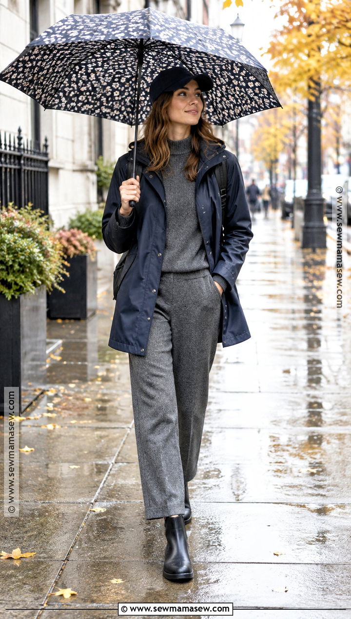 Raincoat And Knit Set City Fall Outfit - 15 City Fall Aesthetic Fashion Ideas