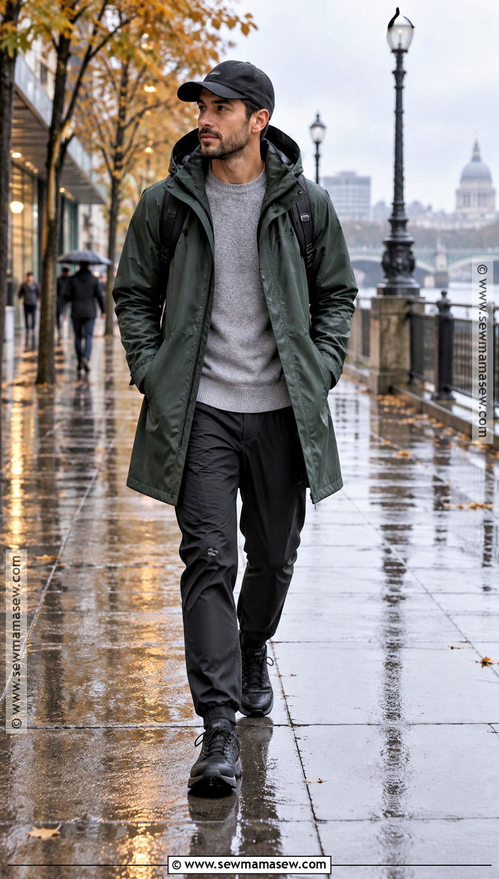 Raincoat And Technical Pants Fall Outfit - 20 fall outfit ideas for men