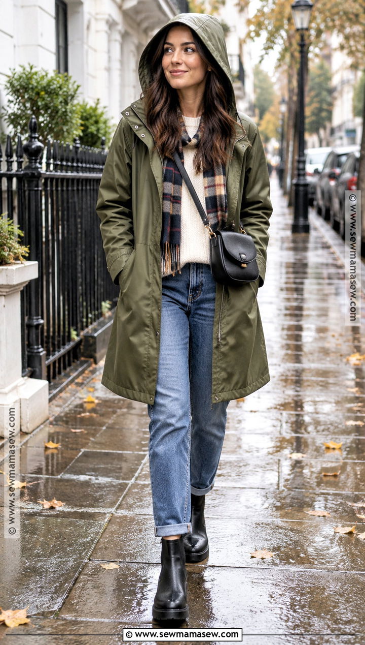 Raincoat And Waterproof Boots Autumn Outfit - 25 Cosy Autumn Outfits
