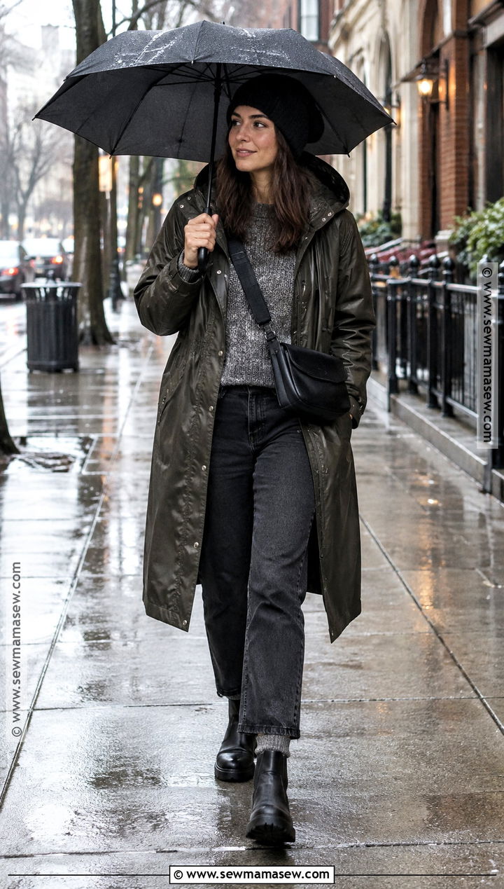 Raincoat And Waterproof Boots New York Outfit - 15 November Outfits For New York