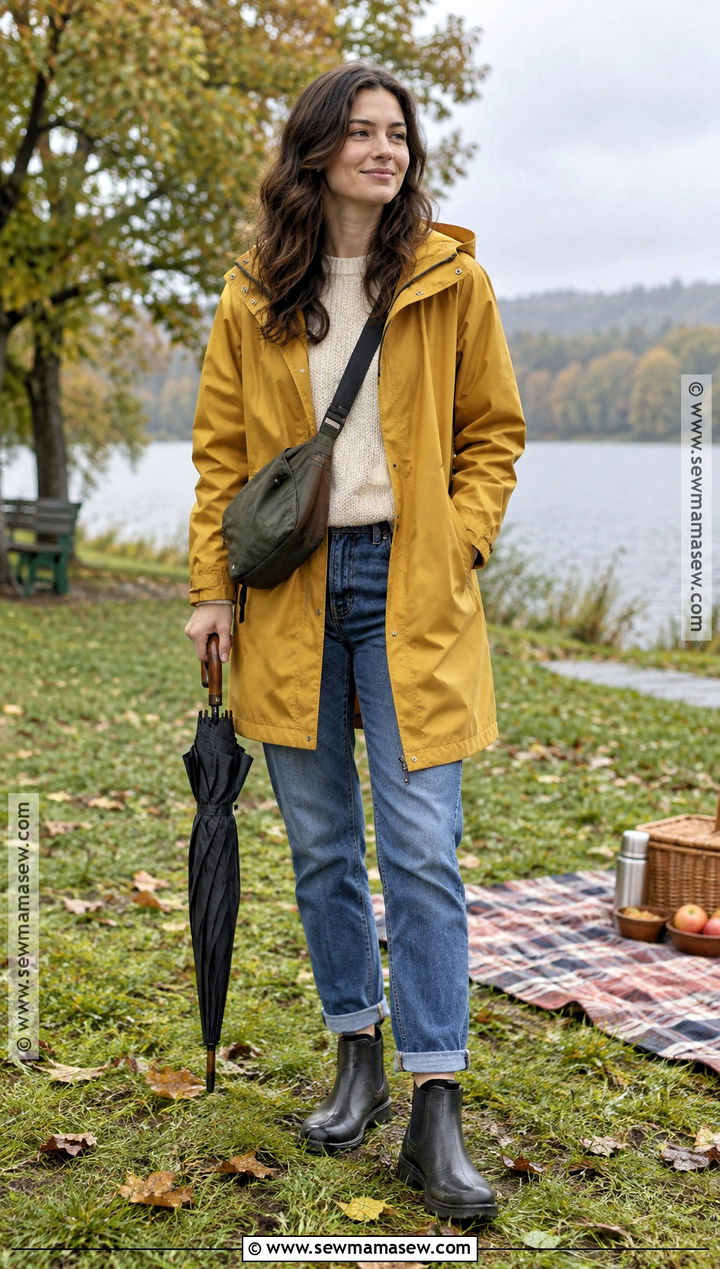 Raincoat And Waterproof Boots Picnic Outfit - 25 autumn picnic outfit ideas