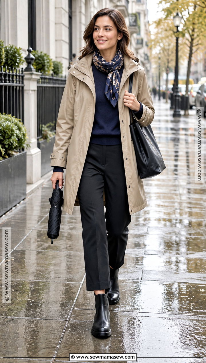 Raincoat With Cropped Trousers And Boots - 25 fall fashion inspo ideas