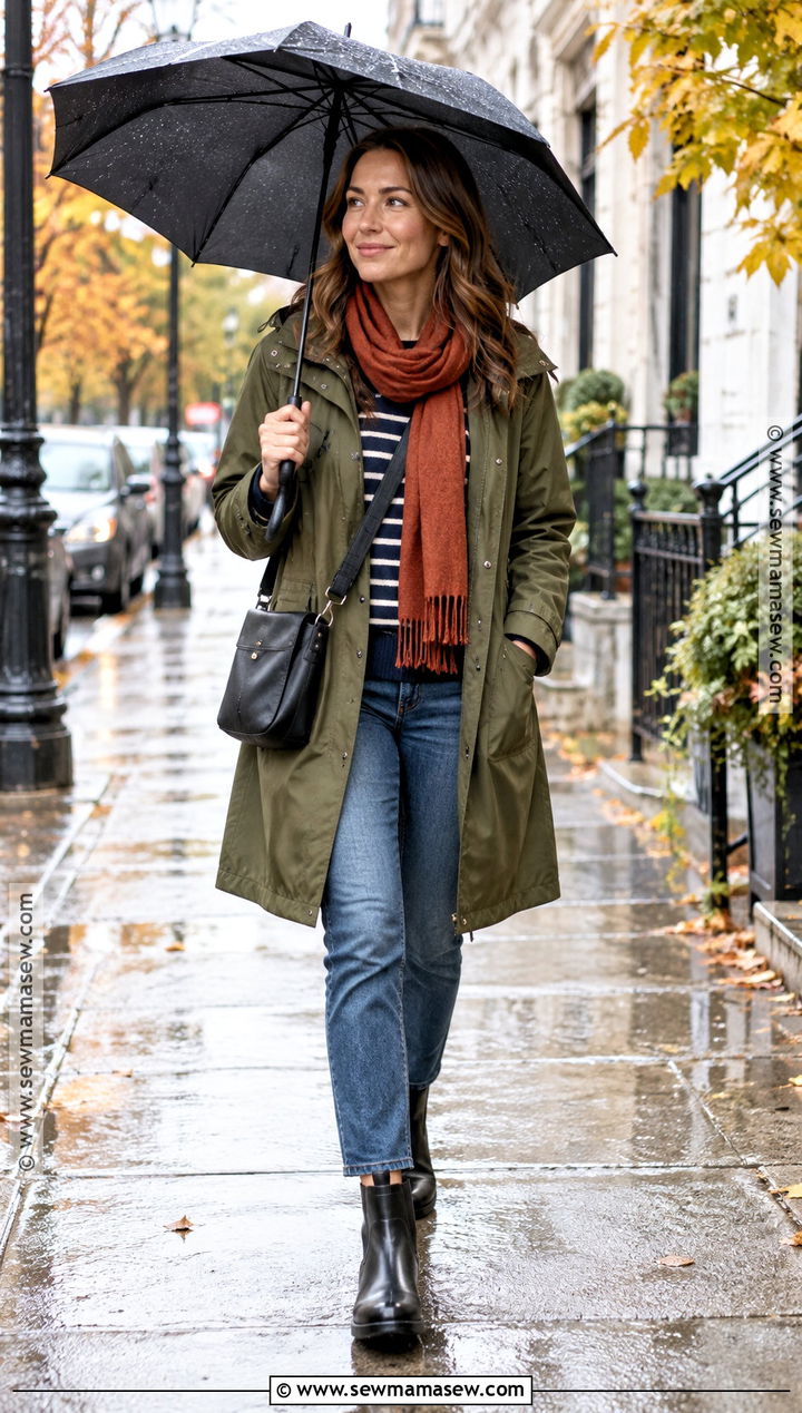 Raincoat With Waterproof Boots - 15 autumn outfits boots fall fashion