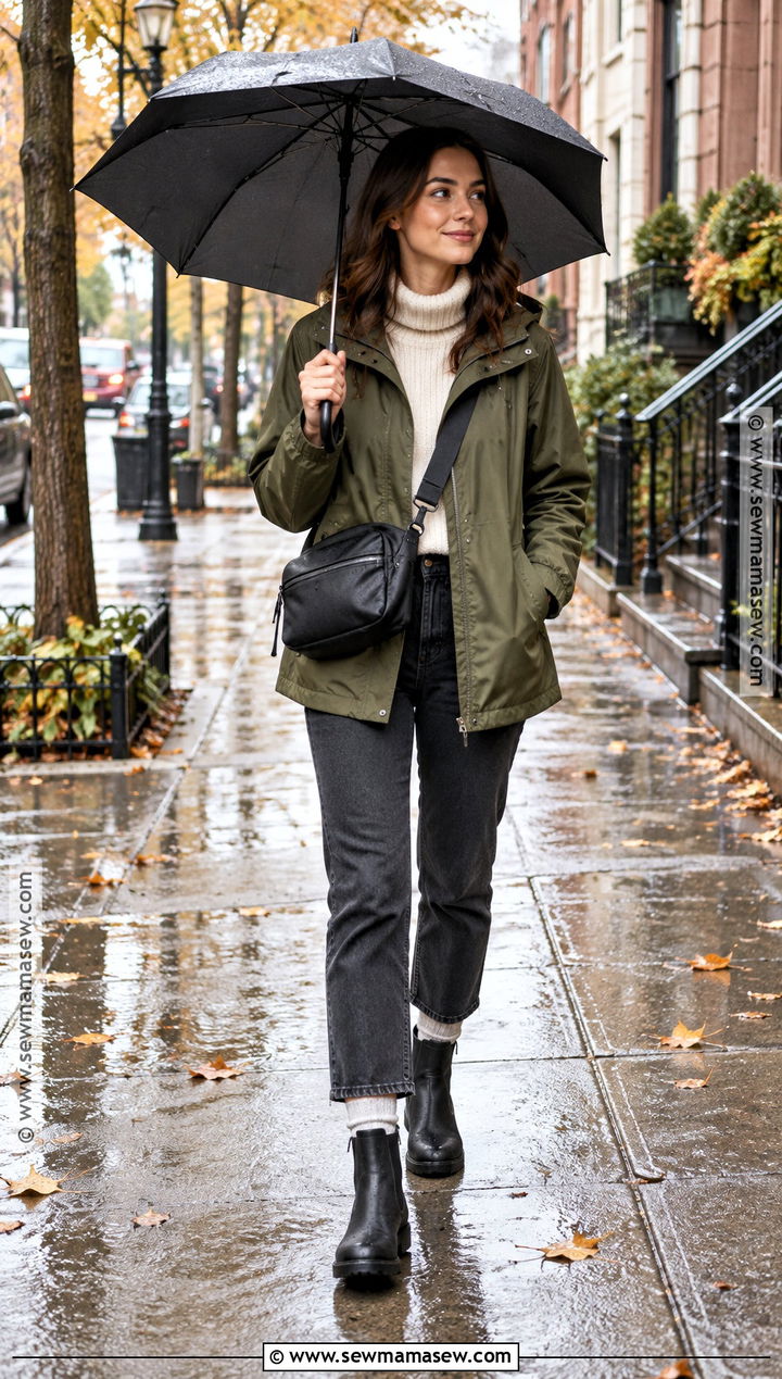 Rainy Autumn Waterproof Jacket Outfit - 30 autumn aesthetic outfit ideas