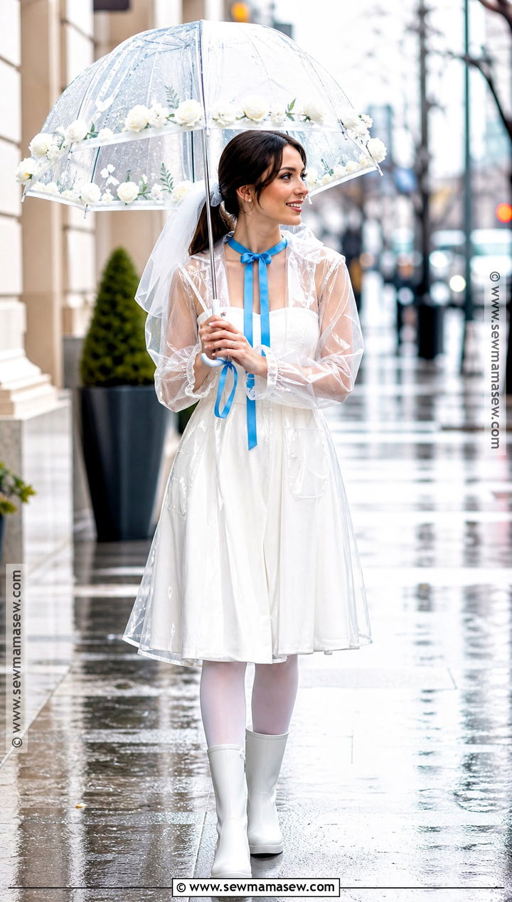 Rainy Day Bride Costume With Clear Umbrella - 35 bride costume ideas