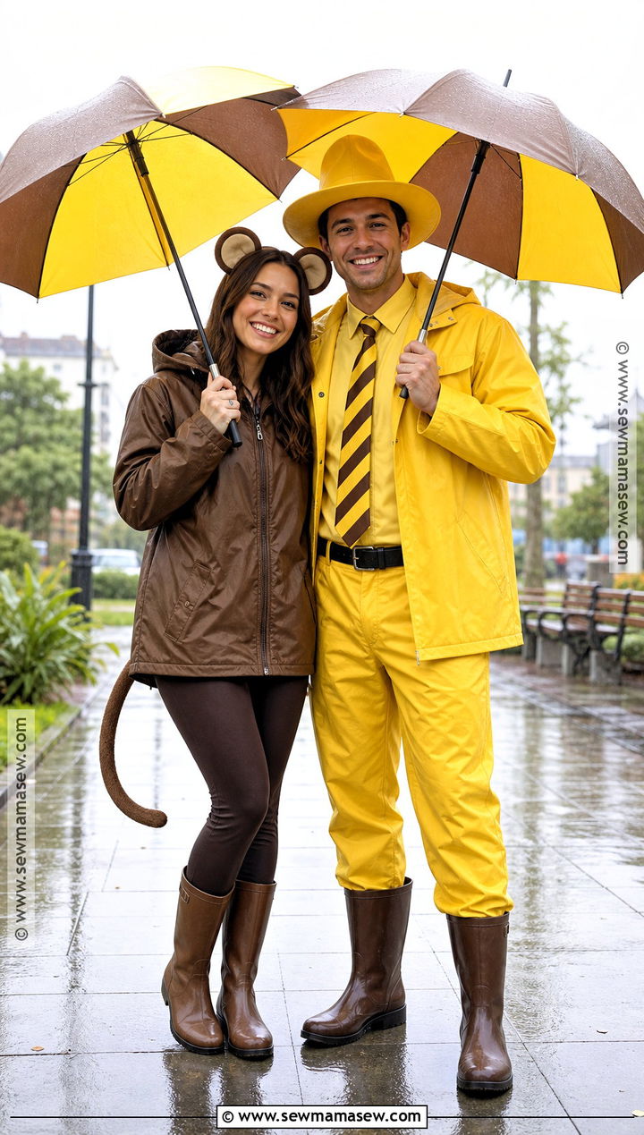 Rainy Day Curious George Couple Costume - 35 curious george couple costume ideas