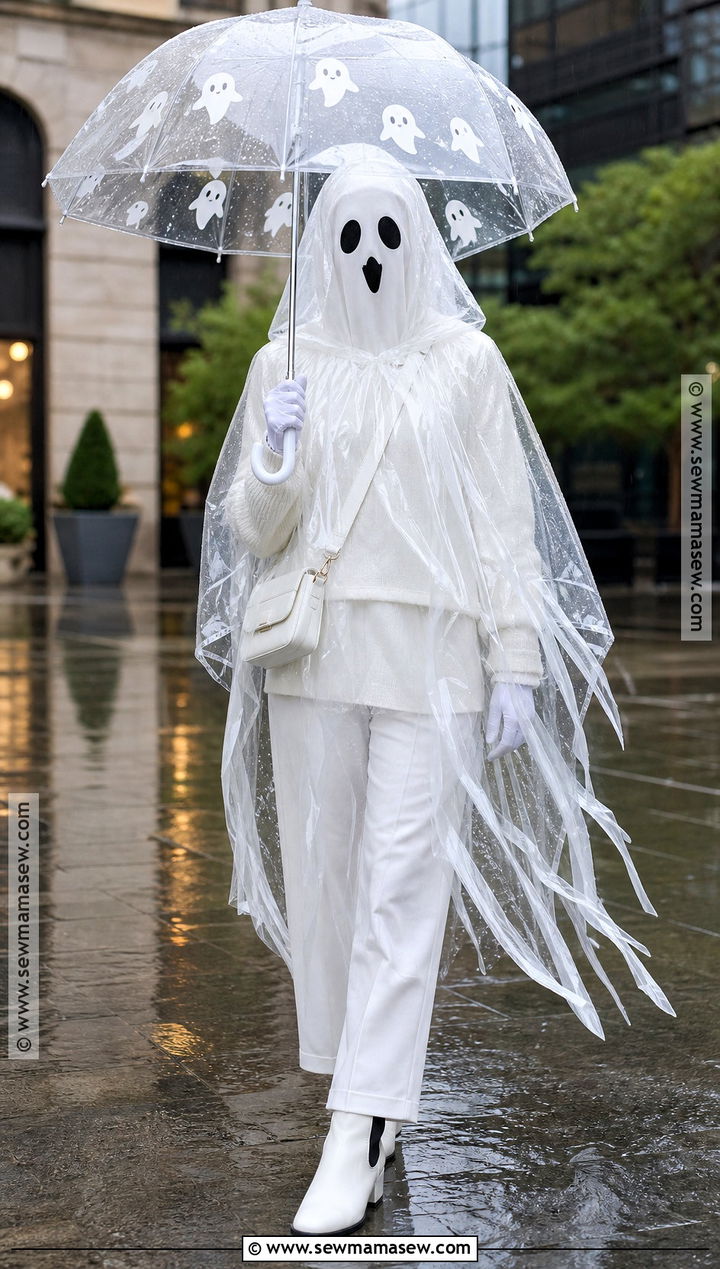 Rainy Day Ghost Outfit With Clear Poncho - 35 Ghost Outfit Ideas