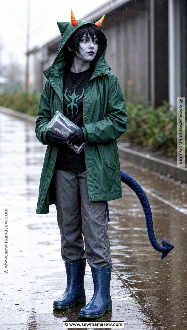 Rainy Day Nepeta Cosplay With Green Raincoat - 30 Nepeta Cosplay Ideas