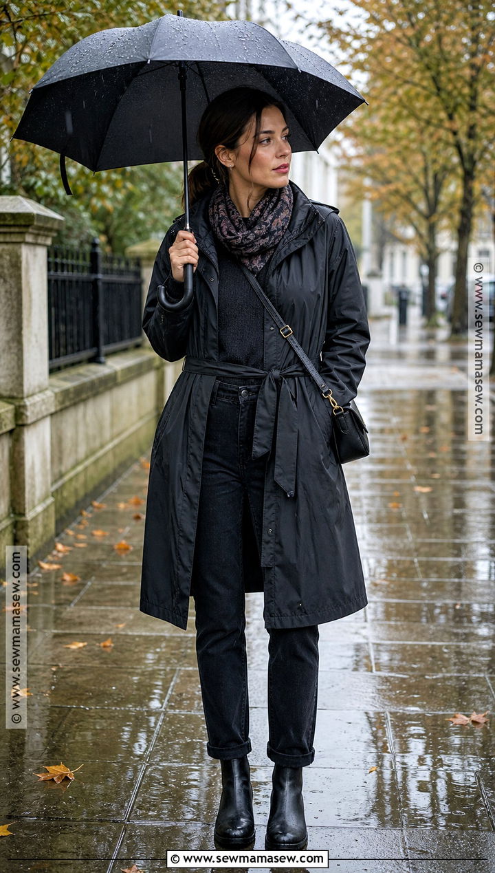 Rainy Day Witch Outfit With Trench Coat - 35 witches outfit ideas
