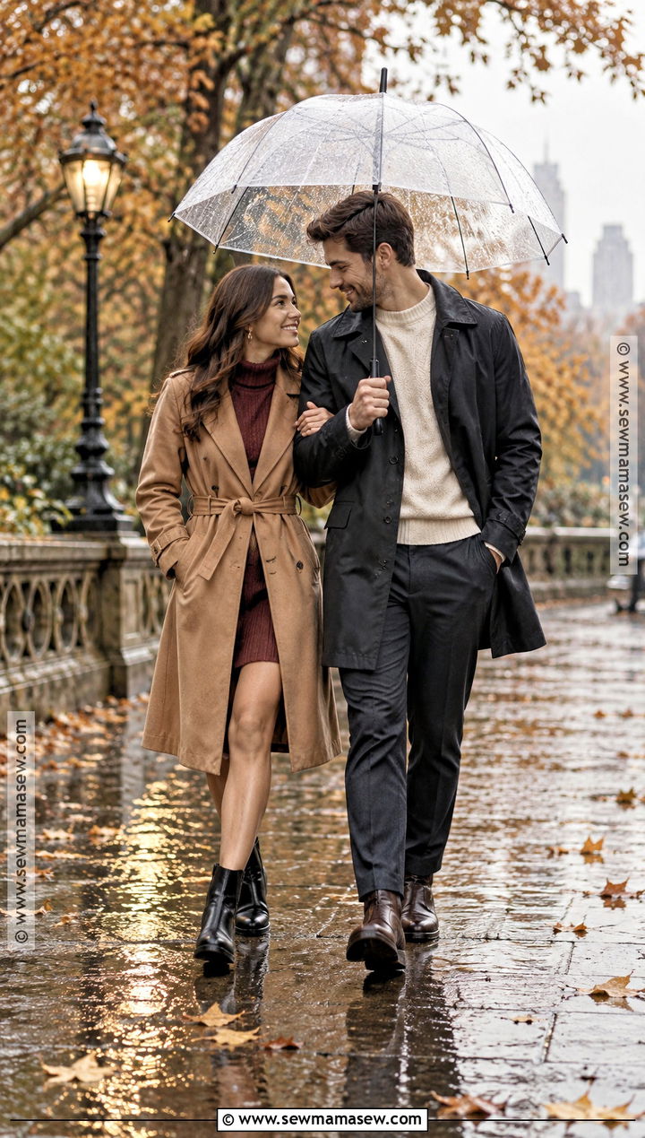 Rainy Fall Engagement Photo Outfit - 25 fall engagement photo outfit ideas