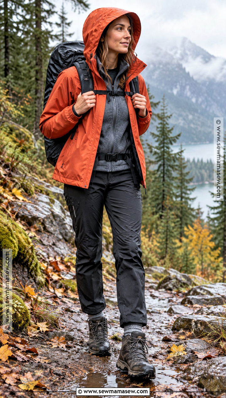 Rainy Fall Mountain Outfit With Waterproof Jacket - 25 Fall Mountain Outfit Ideas