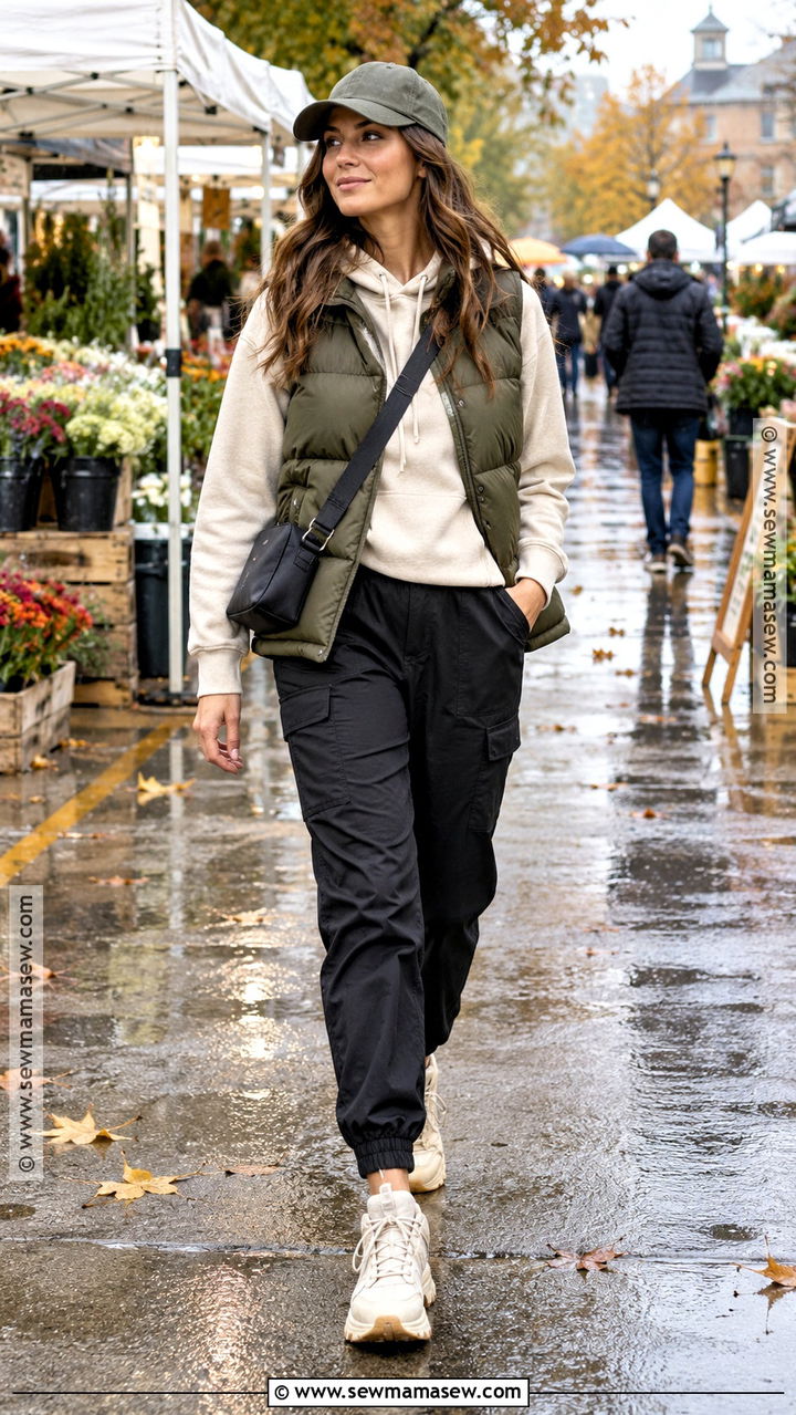 Rainy Fall Puffer Vest And Hoodie Outfit - 20 rainy fall outfit casual ideas
