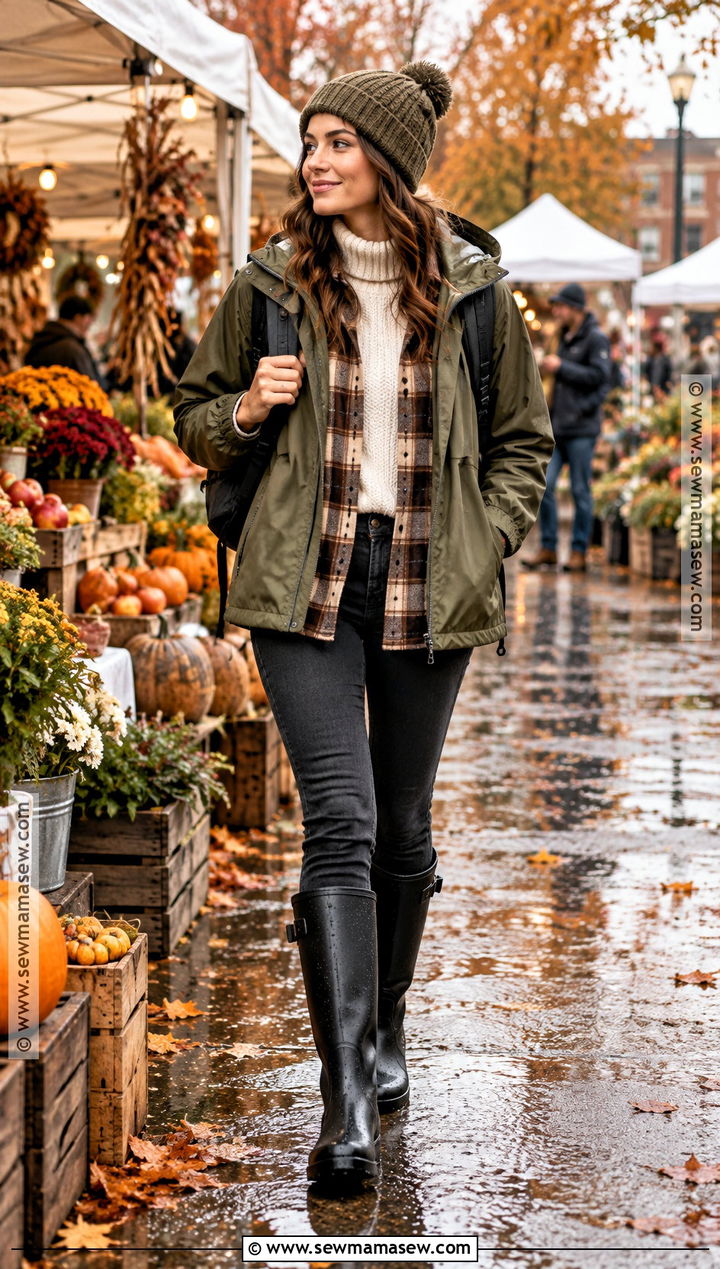 Rainy Fall Shacket And Rubber Boots Outfit - 20 rainy fall outfit casual ideas