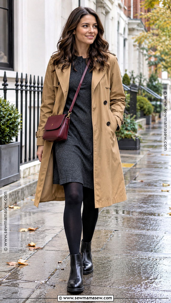Rainy Fall Sweater Dress And Chelsea Boots Outfit - 20 rainy fall outfit casual ideas