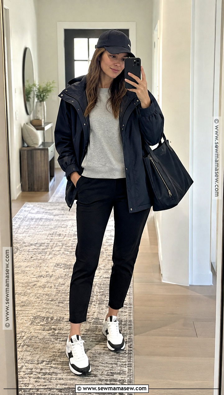 Rainy Fall Sweatshirt And Waterproof Sneakers Outfit - 20 rainy fall outfit casual ideas