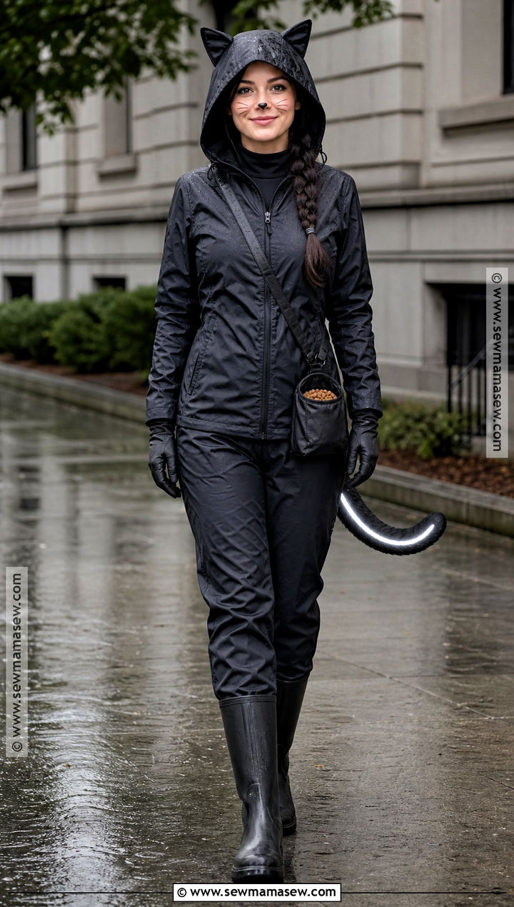 Rainy Weather Black Cat Costume With Raincoat - 45 black cat halloween costume ideas
