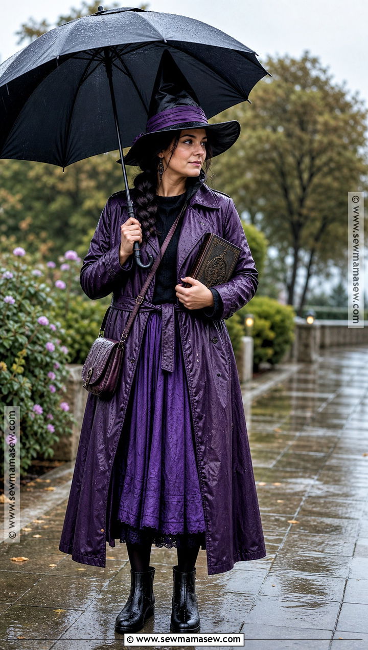 Rainy Weather Purple Witch Outfit - 30 purple witch outfit ideas