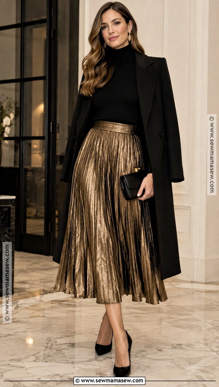 Ralph Lauren Black Turtleneck And Metallic Skirt Outfit - 25 ralph lauren fall outfits