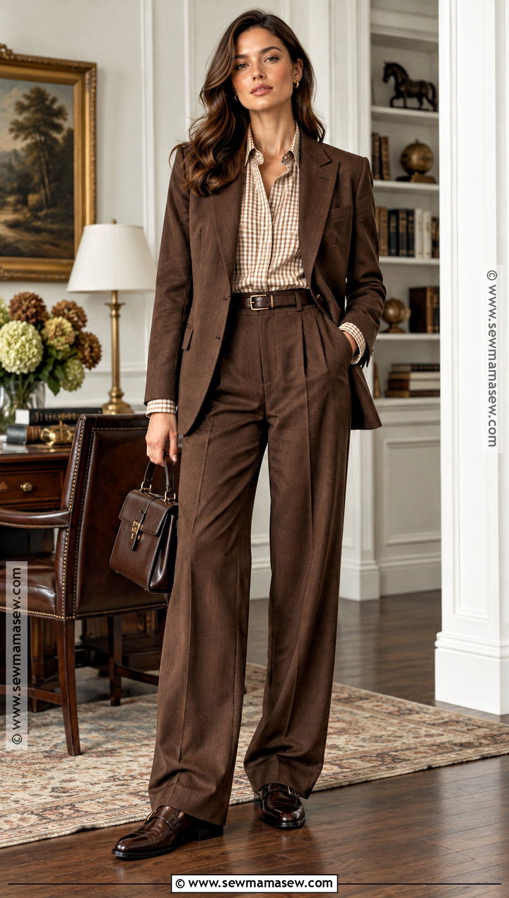 Ralph Lauren Brown Suit And Checked Shirt Outfit - 25 ralph lauren fall outfits