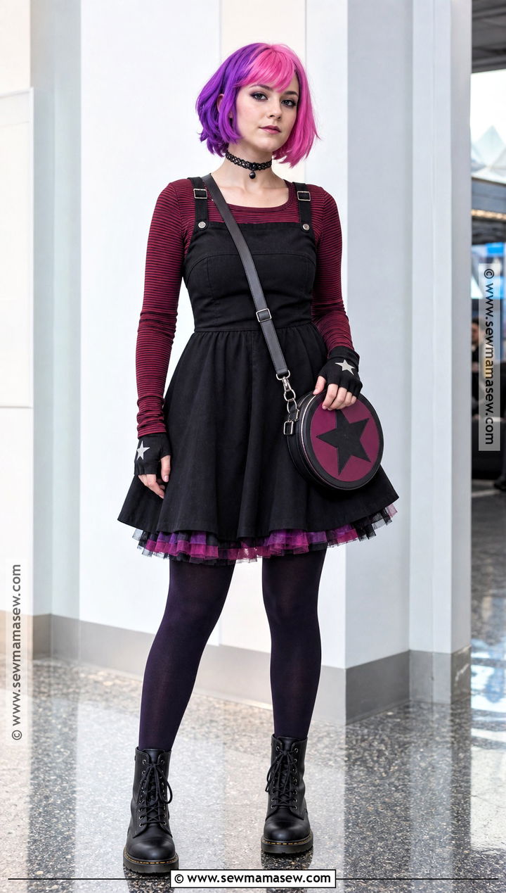 Ramona Flowers Cosplay With Black Dress And Striped Top - 35 Ramona Flowers Cosplay Ideas