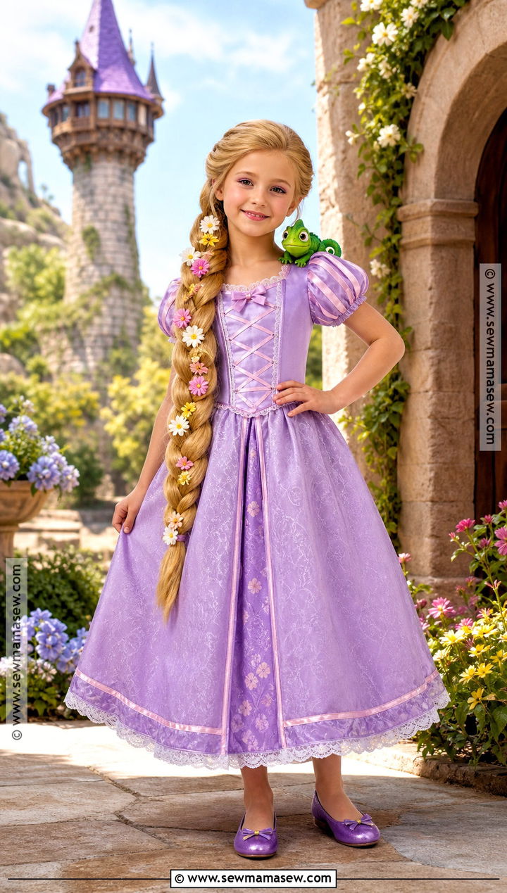 Rapunzel Costume With Long Braid - 40 girls halloween costumes