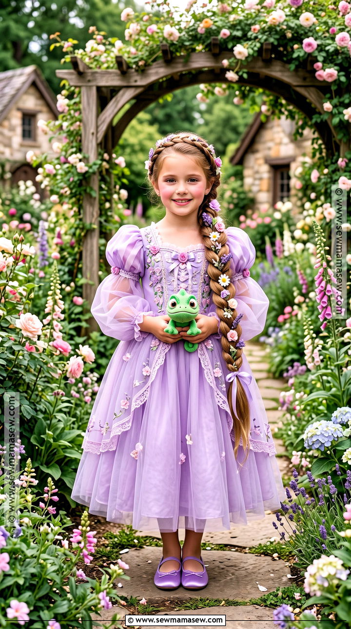 Rapunzel Costume With Long Braid - 35 girls halloween costumes for kids