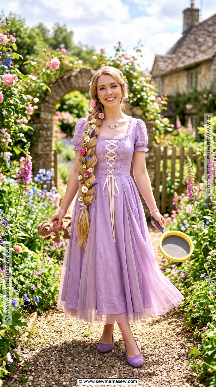 Rapunzel Costume With Purple Braided Dress - 35 disney costume ideas