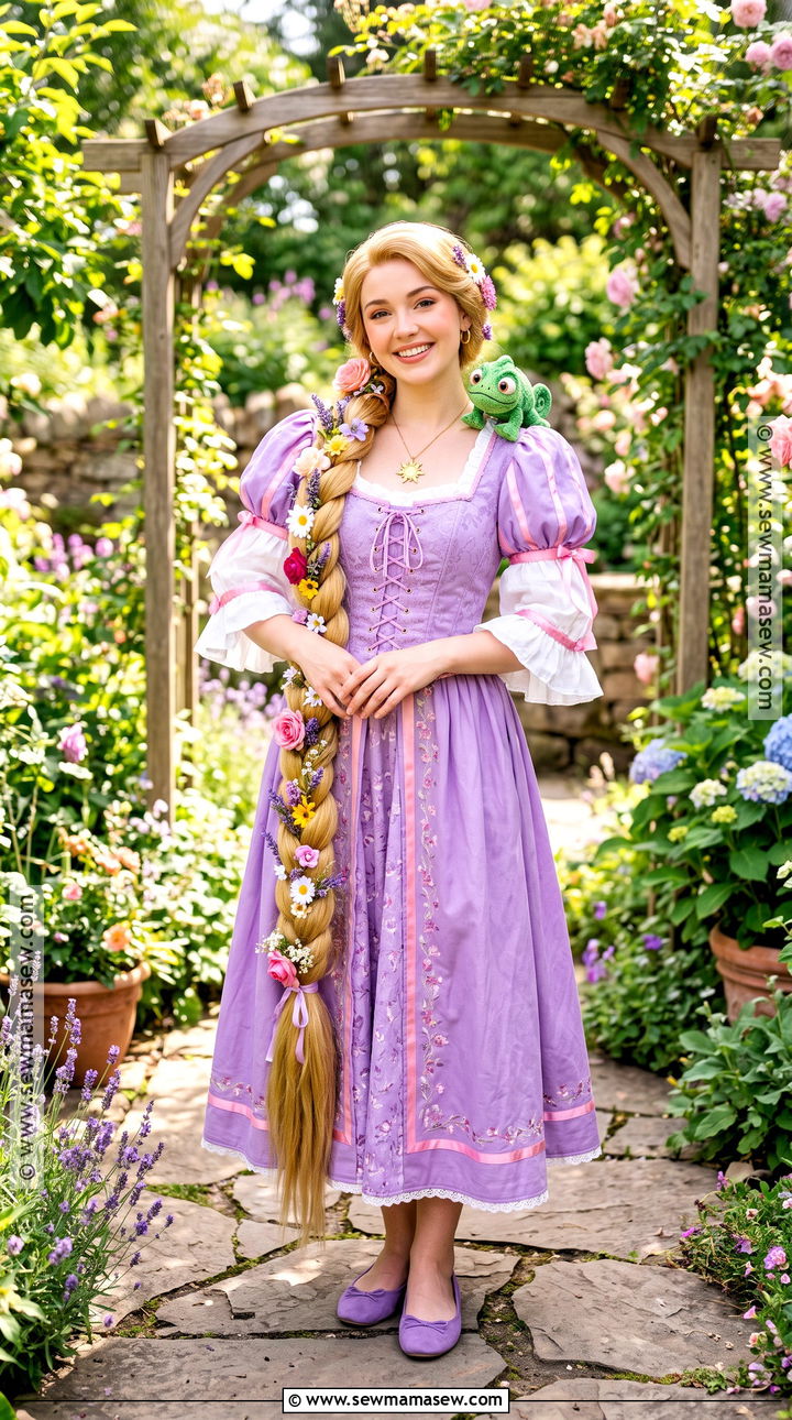 Rapunzel Costume With Purple Lace Up Dress - 30 disney dress up ideas