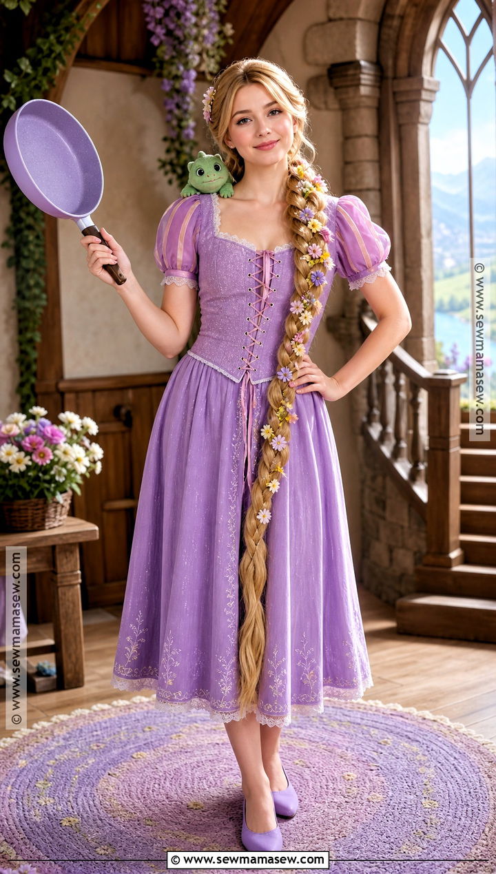 Rapunzel Costume With Purple Lace Up Dress - 40 disney costume ideas