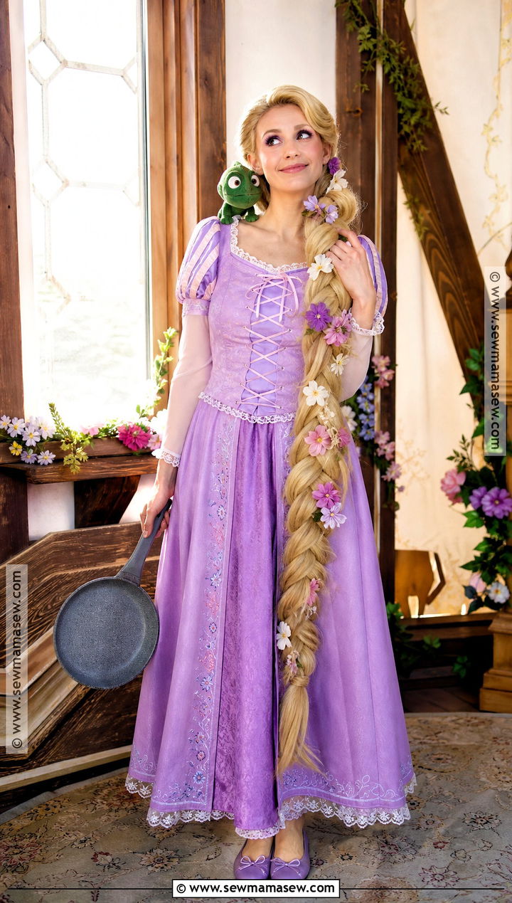 Rapunzel Costume With Purple Lace Up Dress - 30 Disney Characters Dress Up Ideas