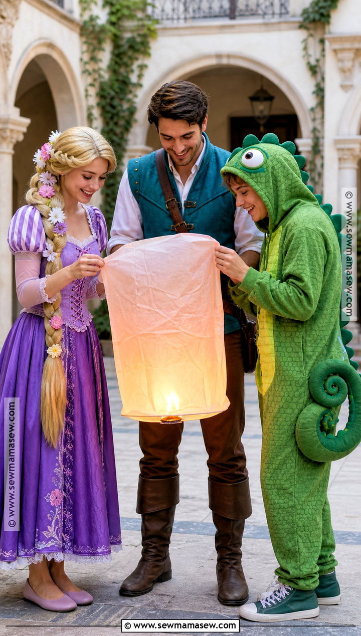 Rapunzel Flynn Rider And Pascal Trio Costume - 35 tangled costume ideas
