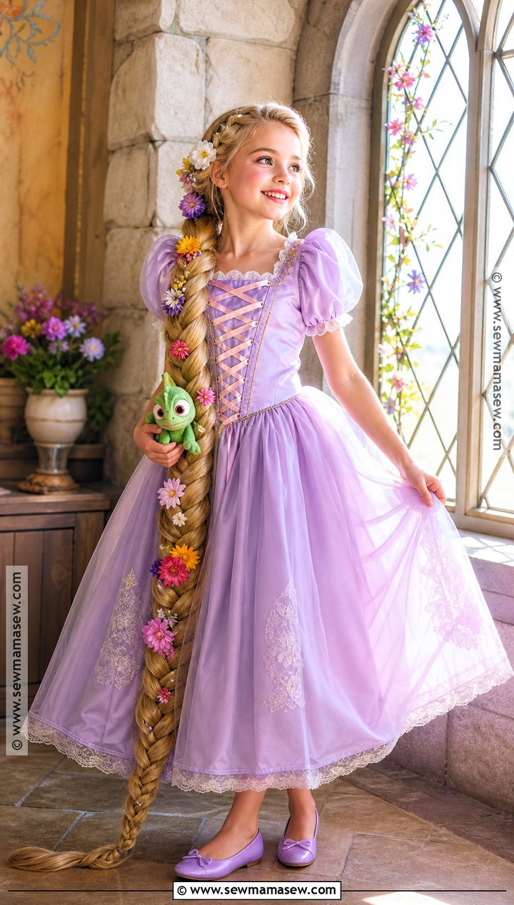 Rapunzel Princess Costume With Purple Braided Dress - 30 princess dress up ideas