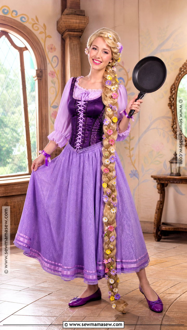 Rapunzel Princess Costume With Purple Lace Up Dress - 35 Princess Costume Ideas