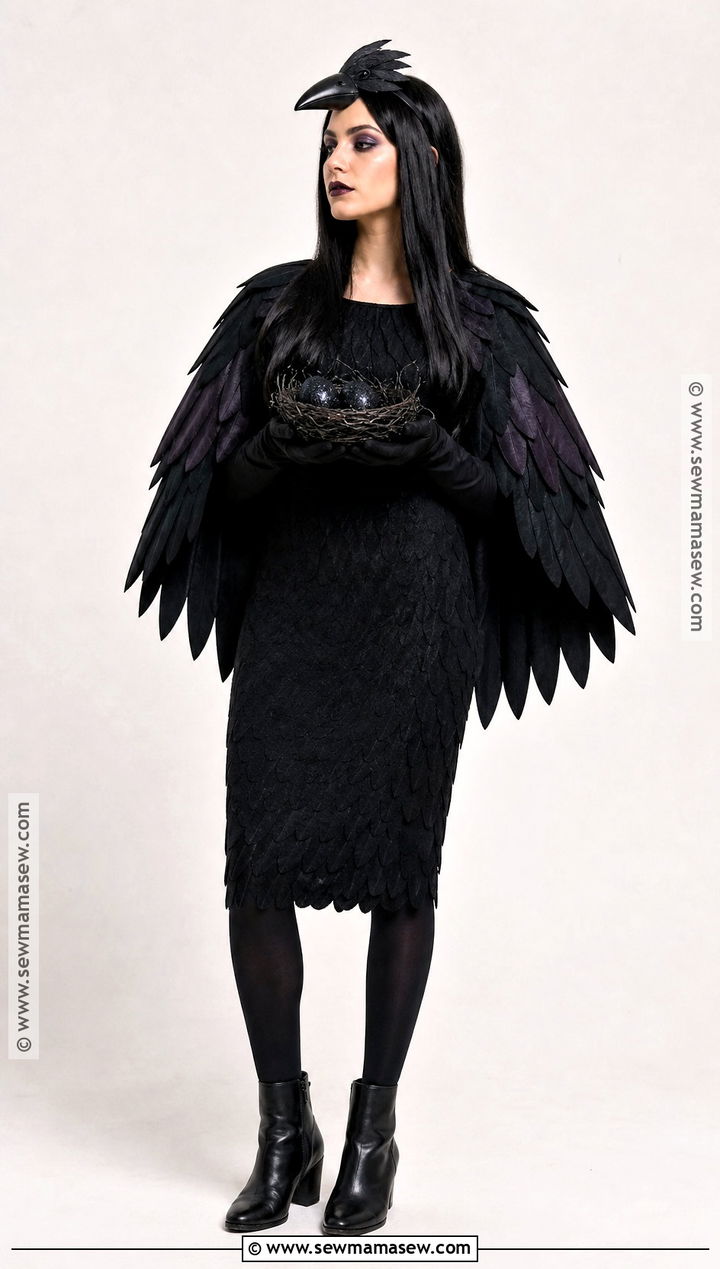 Raven Bird Costume With Black Dress - 30 halloween costumes with black dress