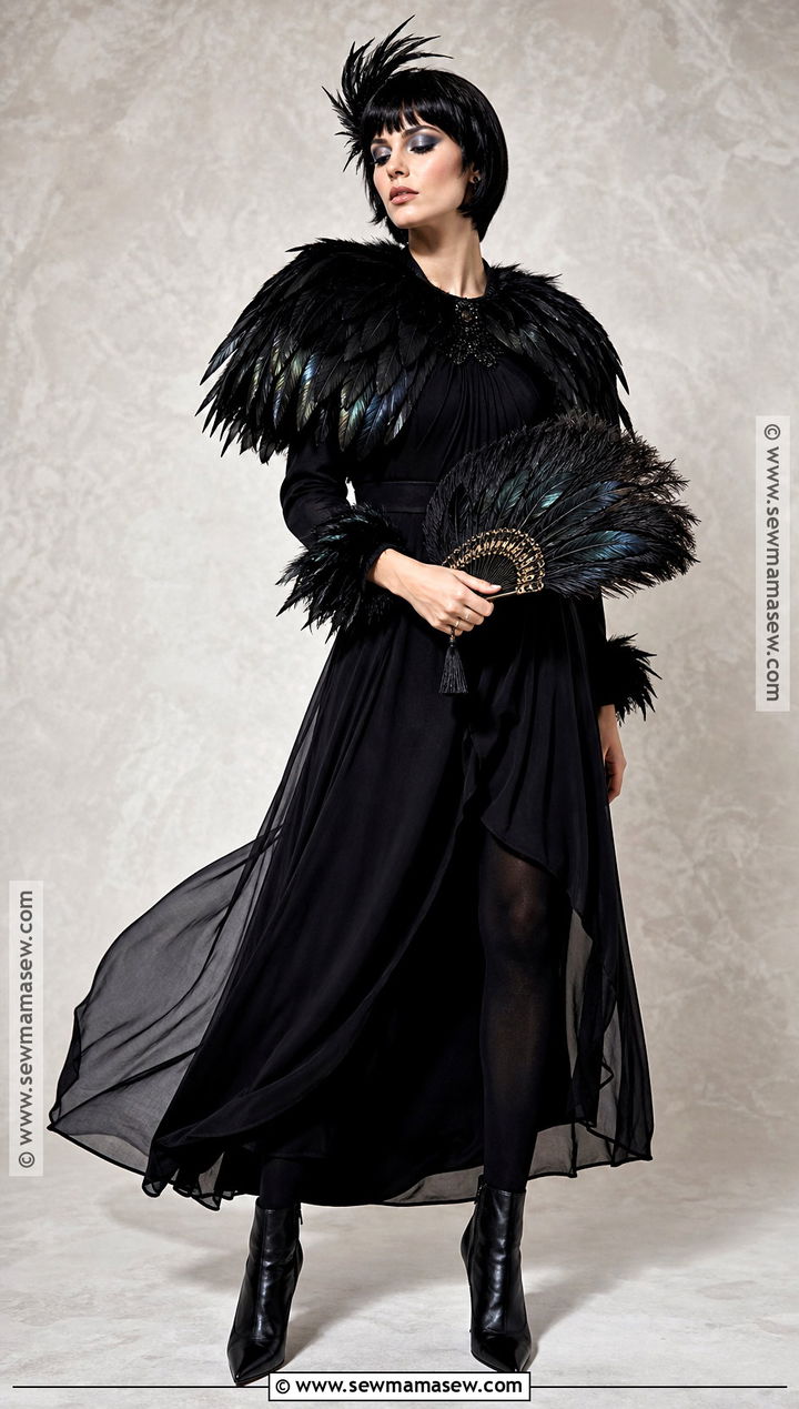 Raven Costume With Black Dress - 30 Black Dress Halloween Ideas