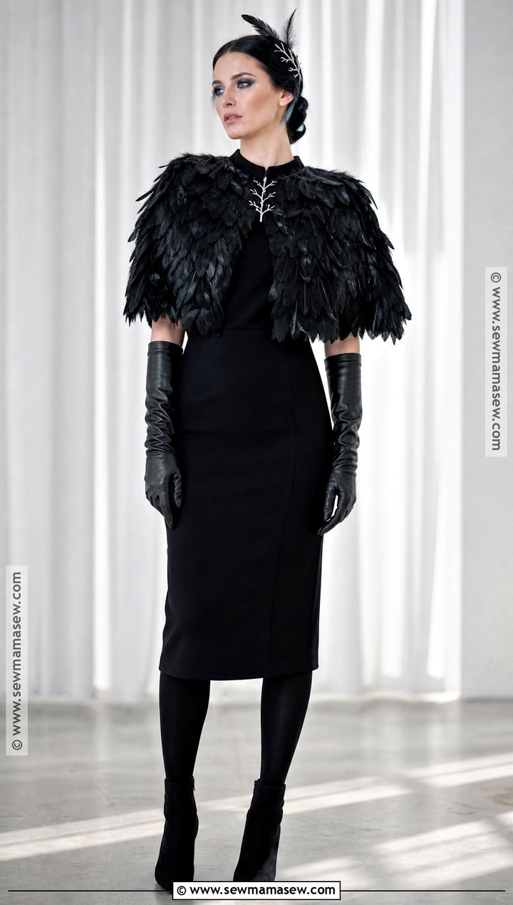 Raven Costume With Feather Cape - 30 black dress halloween costume ideas