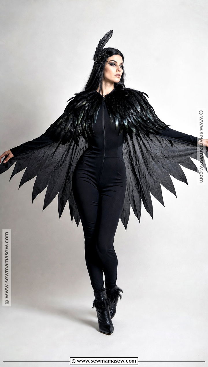 Raven Costume With Feather Cape - 35 all black costume ideas