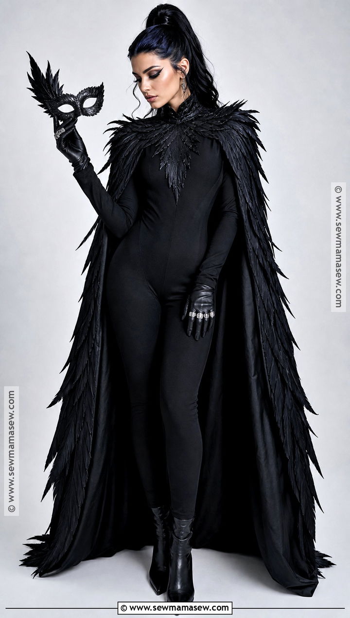 Raven Costume With Feather Cape - 35 Alternative Halloween Costumes