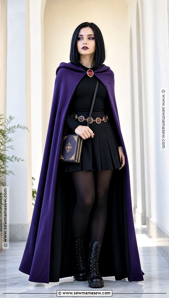 Raven Costume With Purple Cape - 35 halloween costumes for black hair