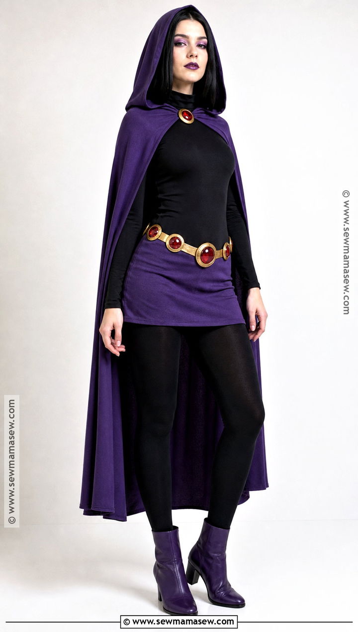 Raven Costume With Purple Cape - 40 halloween costumes black hair