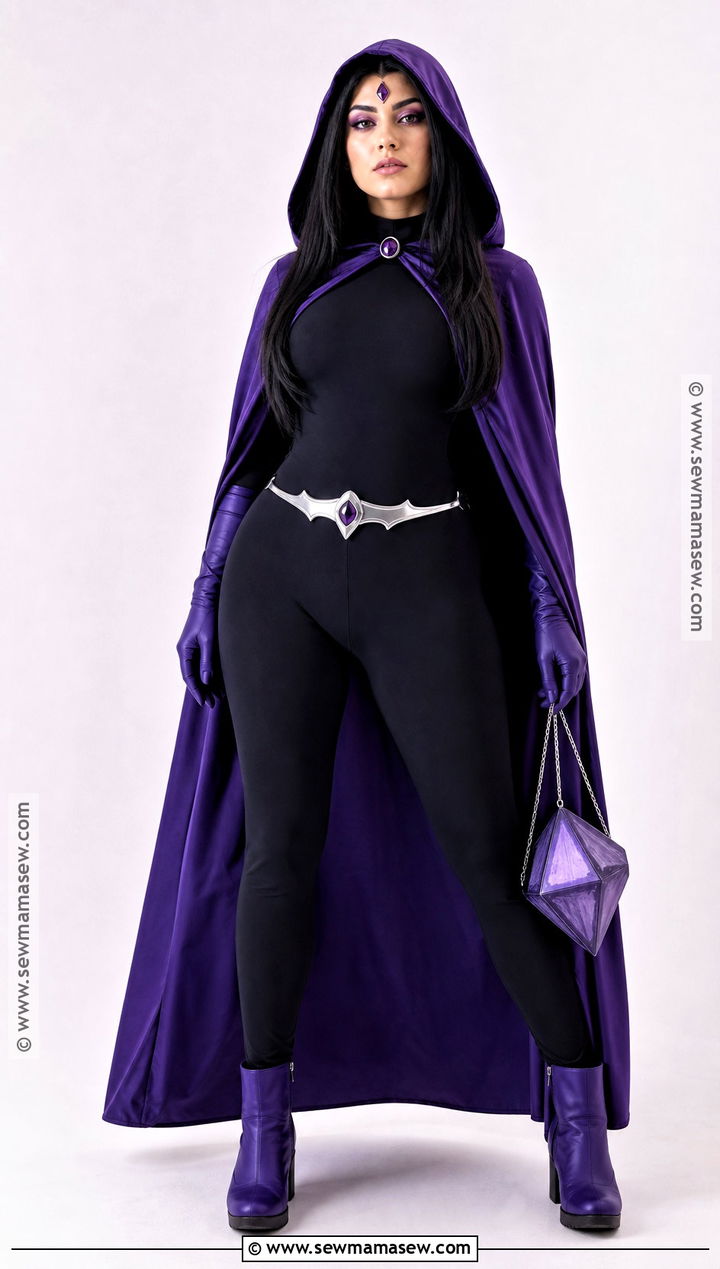 Raven Costume With Purple Cape - 30 long black hair costume ideas