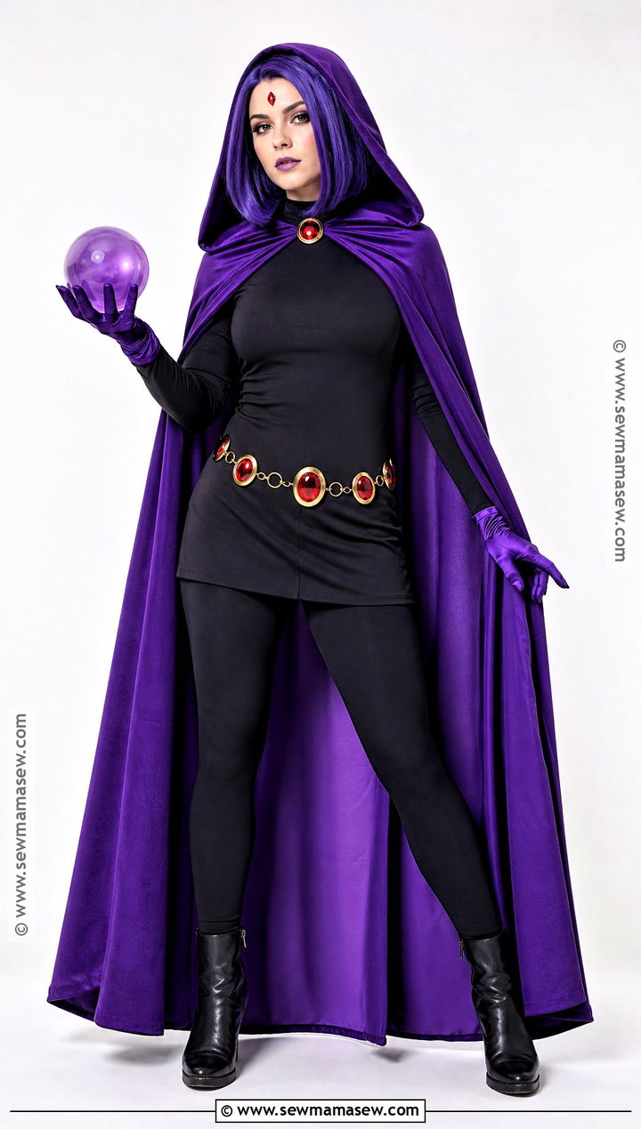 Raven Costume With Purple Cape - 30 Superhero Halloween Costumes for Women