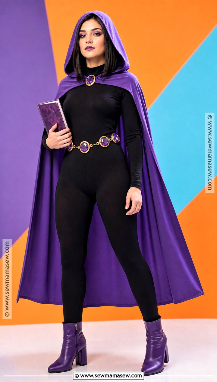 Raven Costume With Purple Cape - 30 black hair halloween costumes ideas